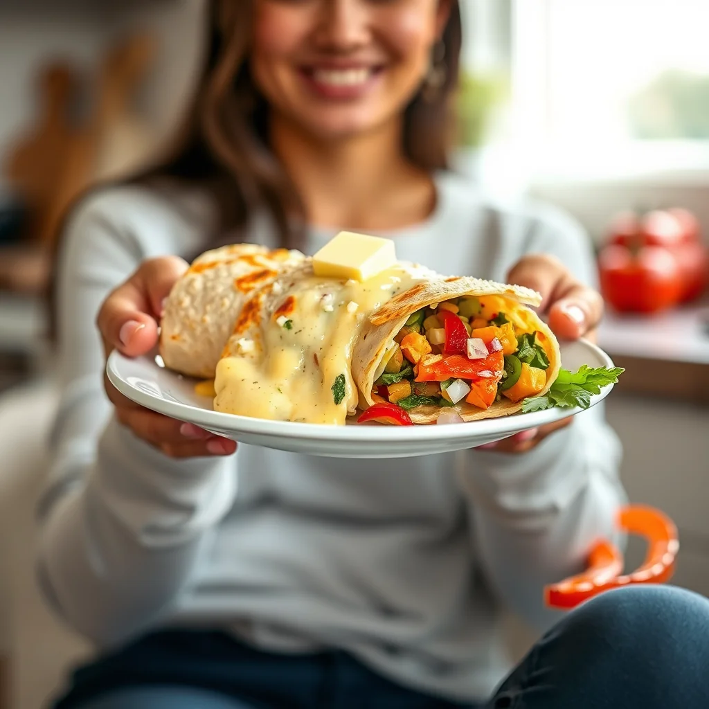 Creamy and Cheesy Vegetarian Breakfast Burrito – vegetarian recipe
