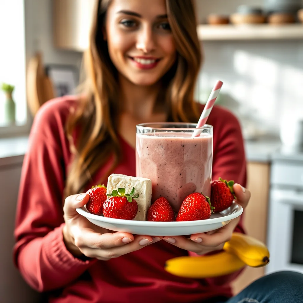 Strawberry Protein Smoothie with Silken Tofu – vegetarian recipe