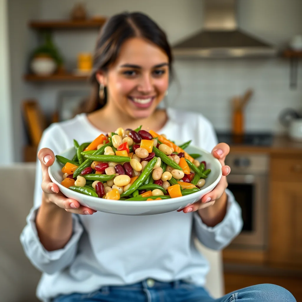 Classic Three-Bean Salad with Sugar-Free Dressing – vegetarian recipe