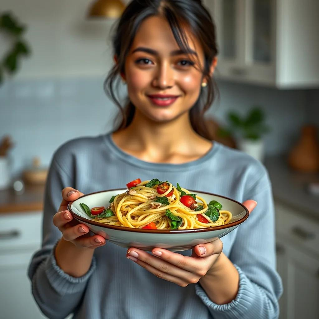 Garlic Spinach Noodles – vegetarian recipe